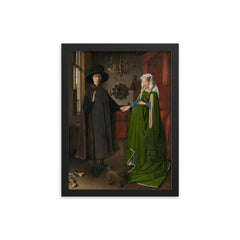 The Arnolfini Portrait by Jan van Eyck framed print on a plain backdrop in size 12"x16".