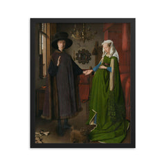 The Arnolfini Portrait by Jan van Eyck framed print on a plain backdrop in size 16"x20".