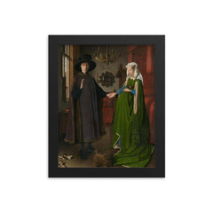 The Arnolfini Portrait by Jan van Eyck framed print on a plain backdrop in size 8"x10".