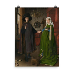 The Arnolfini Portrait by Jan van Eyck poster on a plain backdrop in size 8"x10".