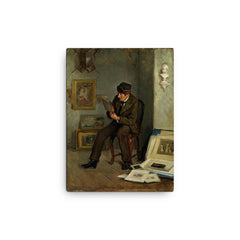 The Art Expert by Adolf von Becker canvas print on a plain backdrop in size 12"x16".