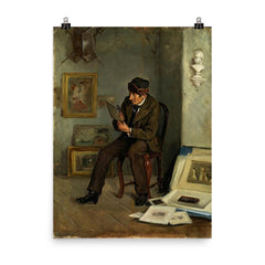 The Art Expert by Adolf von Becker poster on a plain backdrop in size 8"x10".