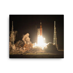 The Artemis 1 launch canvas print on a plain backdrop in size 16"x20".
