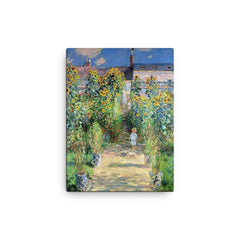 The Artist's Garden at Vétheuil by Claude Monet canvas print on a plain backdrop in size 12"x16".