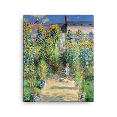 The Artist's Garden at Vétheuil by Claude Monet canvas print on a plain backdrop in size 16"x20".