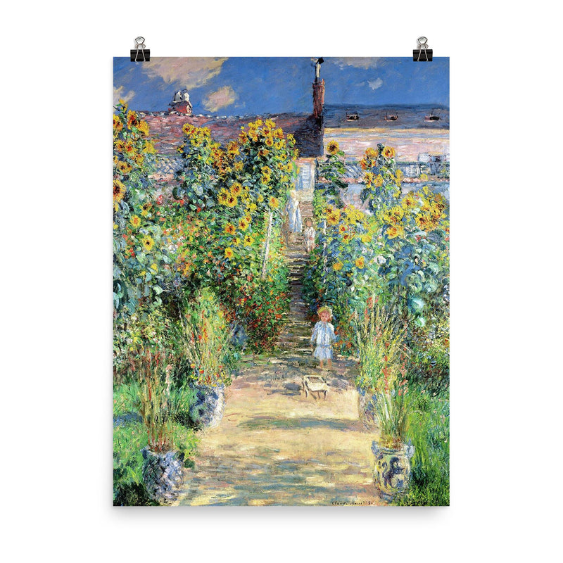 The Artist's Garden at Vétheuil by Claude Monet poster on a plain backdrop in size 8