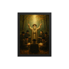 The Baal Shem Tov forest prayer circle framed print on a plain backdrop in size 12"x16".