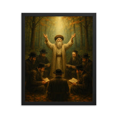 The Baal Shem Tov forest prayer circle framed print on a plain backdrop in size 16"x20".