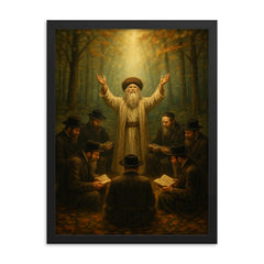 The Baal Shem Tov forest prayer circle framed print on a plain backdrop in size 18"x24".