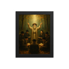 The Baal Shem Tov forest prayer circle framed print on a plain backdrop in size 8"x10".