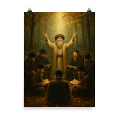 The Baal Shem Tov forest prayer circle poster on a plain backdrop in size 8"x10".