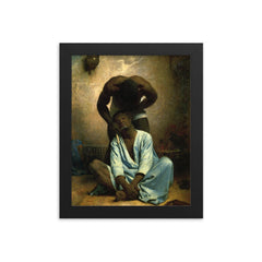 The Barber of Suez by Leon Bonnat, 1876 framed print on a plain backdrop in size 8"x10".