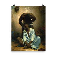 The Barber of Suez by Leon Bonnat, 1876 poster on a plain backdrop in size 8"x10".