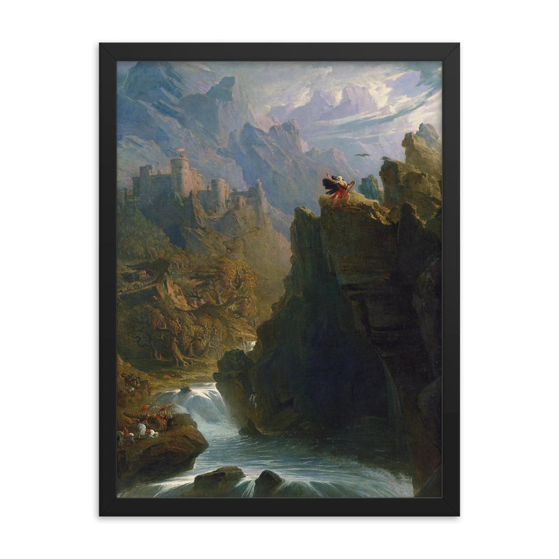 The Bard by John Martin, 1817 framed print on a plain backdrop in size 18