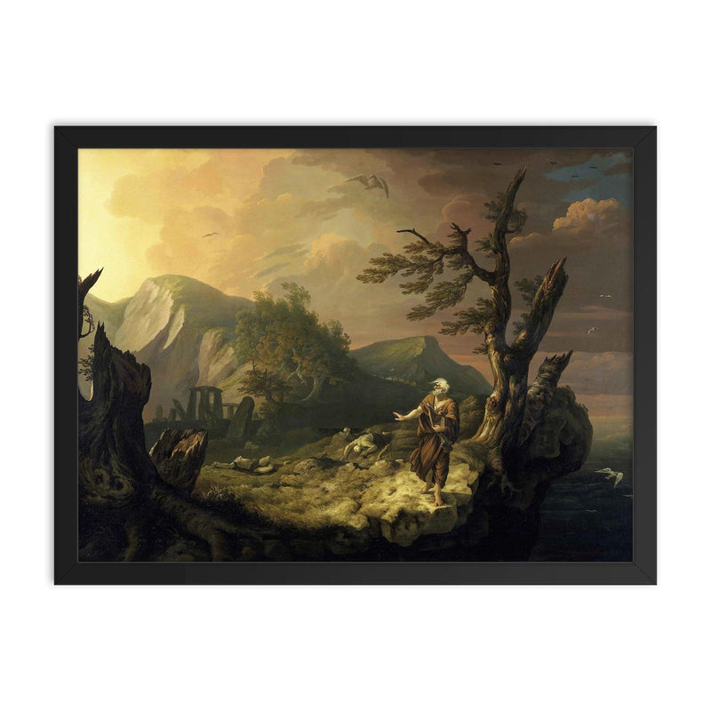 The Bard by Thomas Jones, 1774 framed print on a plain backdrop in size 18