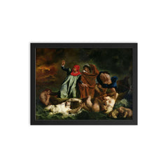 The Barque of Dante by Eugène Delacroix framed print on a plain backdrop in size 12"x16".