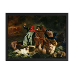 The Barque of Dante by Eugène Delacroix framed print on a plain backdrop in size 18"x24".