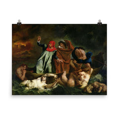 The Barque of Dante by Eugène Delacroix poster on a plain backdrop in size 8"x10".