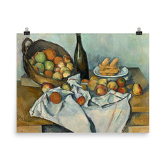 The Basket of Apples by Paul Cezanne poster on a plain backdrop in size 8"x10".