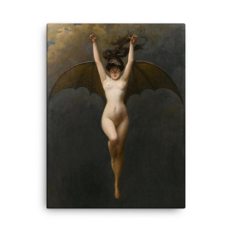 The Bat Woman by Albert Joseph Penot, 1890 canvas print on a plain backdrop in size 18