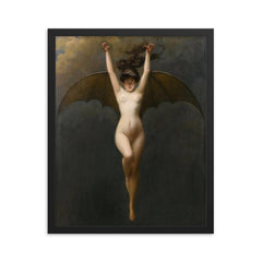The Bat Woman by Albert Joseph Penot, 1890 framed print on a plain backdrop in size 16"x20".