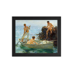 The Bathing Cove by Henry Tuke framed print on a plain backdrop in size 8"x10".