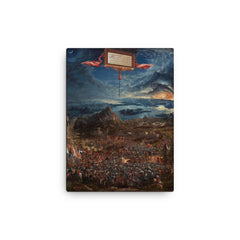 The Battle of Alexander at Issus by Albrecht Altdorfer, 1529 canvas print on a plain backdrop in size 12"x16".