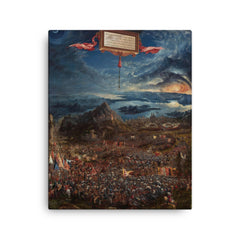 The Battle of Alexander at Issus by Albrecht Altdorfer, 1529 canvas print on a plain backdrop in size 16"x20".