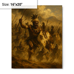 The Battle of Isandlwana Zulu warriors in thunderous charge metal print mockup 16x20