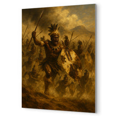 The Battle of Isandlwana Zulu warriors in thunderous charge metal print mockup