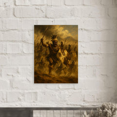 The Battle of Isandlwana Zulu warriors in thunderous charge metal print mockup