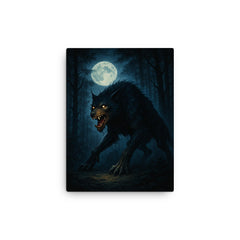 The Beast of Gevaudan in moonlit forest canvas print on a plain backdrop in size 12"x16".