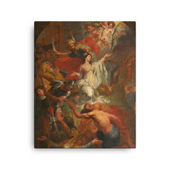 The Beheading of St Dymphna by Godfried Maes canvas print on a plain backdrop in size 16"x20".