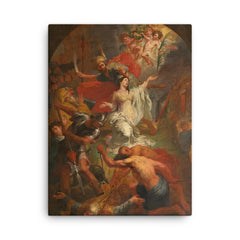The Beheading of St Dymphna by Godfried Maes canvas print on a plain backdrop in size 18"x24".