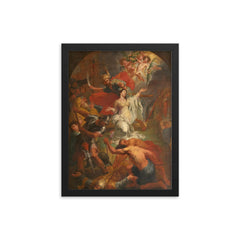 The Beheading of St Dymphna by Godfried Maes framed print on a plain backdrop in size 12"x16".