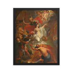 The Beheading of St Dymphna by Godfried Maes framed print on a plain backdrop in size 16"x20".