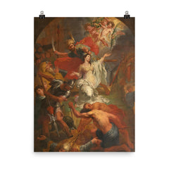 The Beheading of St Dymphna by Godfried Maes poster on a plain backdrop in size 8"x10".