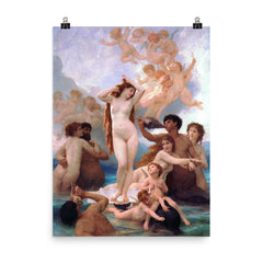 The Birth of Venus by William Bouguereau, 1879 poster on a plain backdrop in size 8"x10".