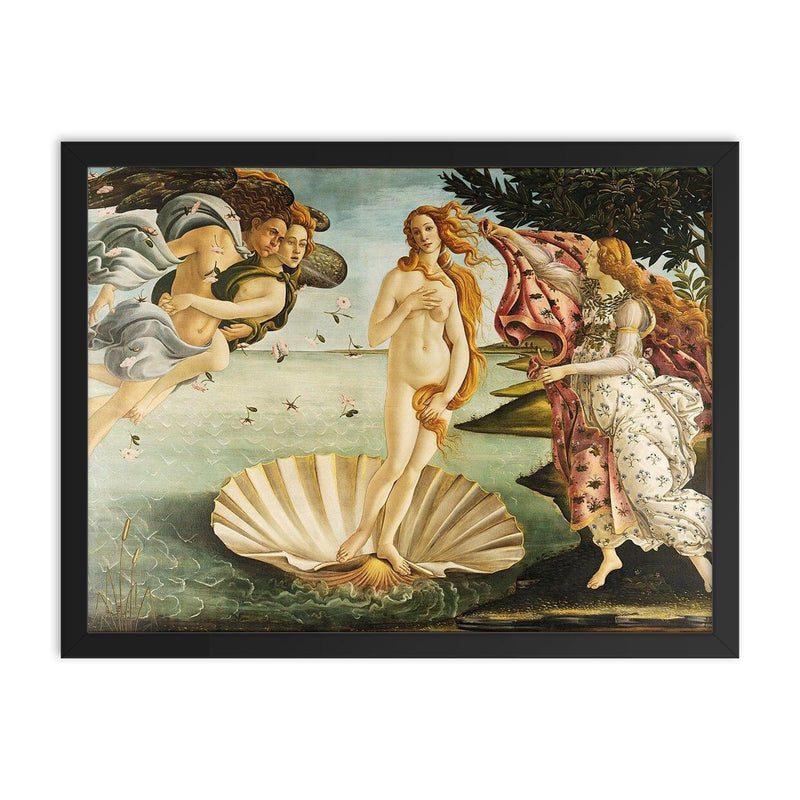 The Birth of Venus framed print on a plain backdrop in size 18