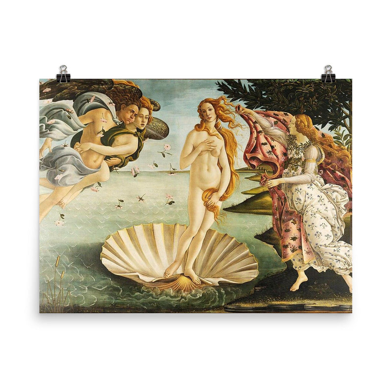 The Birth of Venus poster on a plain backdrop in size 8