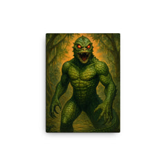 The Bishopville Lizard Man canvas print on a plain backdrop in size 12"x16".
