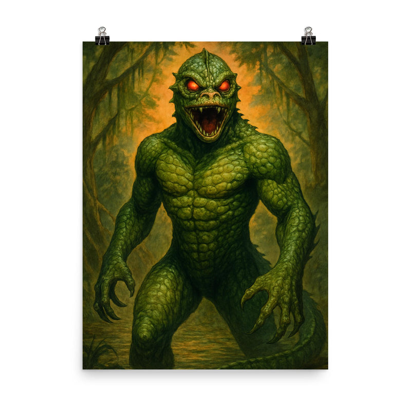 The Bishopville Lizard Man poster on a plain backdrop in size 8