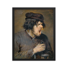 The Bitter Draught by Adriaen Brouwer, c. 1637 framed print on a plain backdrop in size 16"x20".