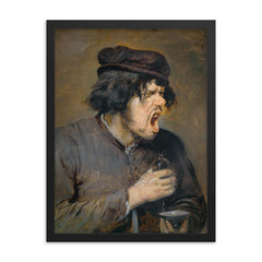 The Bitter Draught by Adriaen Brouwer, c. 1637 framed print on a plain backdrop in size 18"x24".
