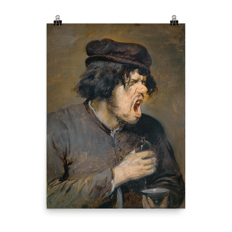 The Bitter Draught by Adriaen Brouwer, c. 1637 poster on a plain backdrop in size 8