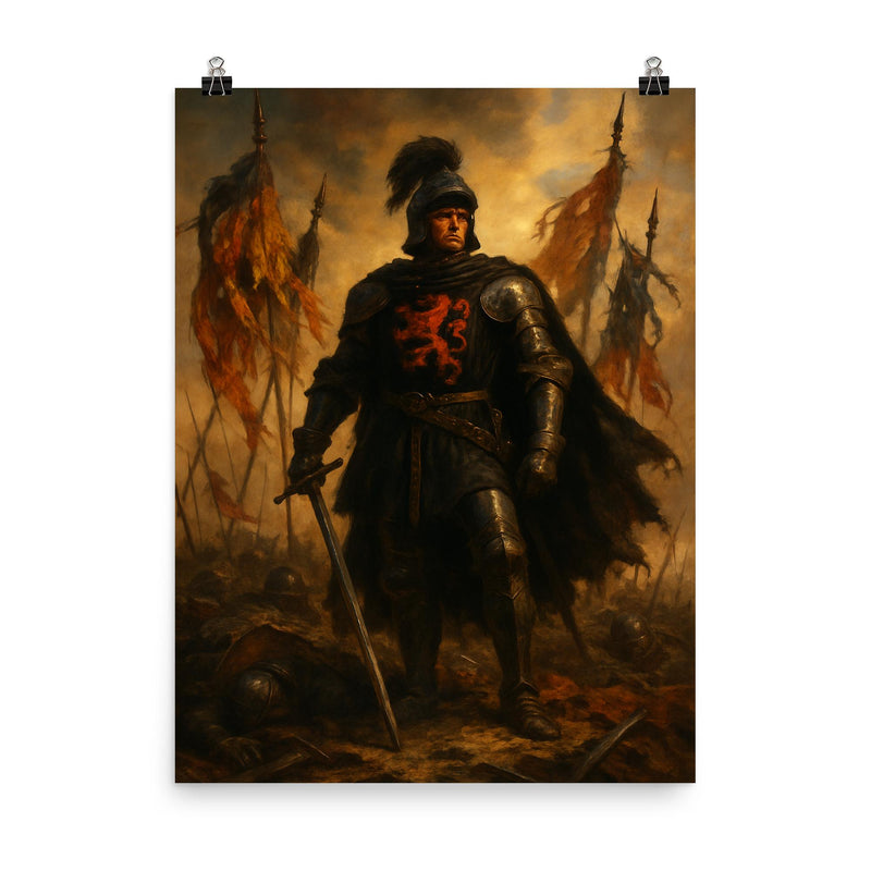 The Black Prince at Najera beneath torn banners poster on a plain backdrop in size 8
