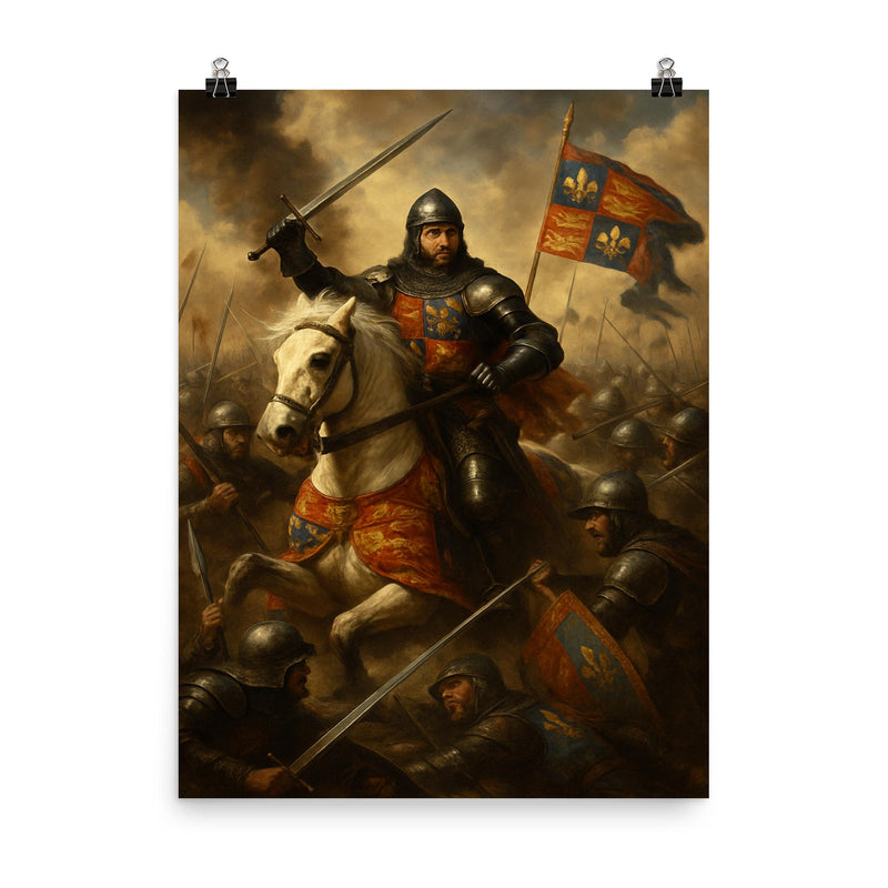 The Black Prince at the Battle of Poitiers poster on a plain backdrop in size 8