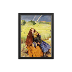 The Blind Girl by John Everett Millais framed print on a plain backdrop in size 12"x16".
