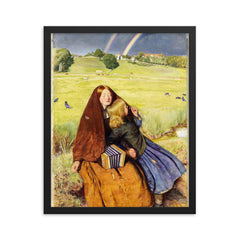 The Blind Girl by John Everett Millais framed print on a plain backdrop in size 16"x20".