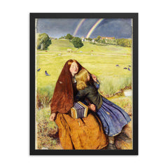 The Blind Girl by John Everett Millais framed print on a plain backdrop in size 18"x24".